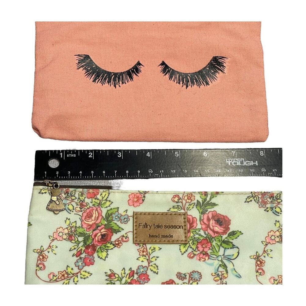 Fairy Tale Season Eyelash Makeup Pouch Floral Cosmetic Organizer Bag Lot Of 2 - Picture 4 of 6